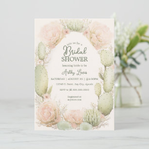 Invitación Cactus bohemio, Desayuno de novia, Cactus flor