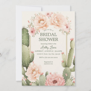 Invitación Cactus Boho Ducha nupcial Desierto Floral