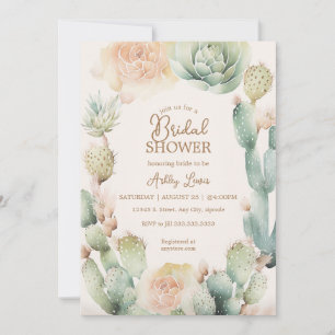 Invitación Cactus Boho floral Desierto vegetación neutra