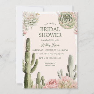 Invitación Cactus Boho Flores verdes Desert