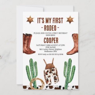 Invitación Cactus Boots Mi primer rodeo Cumpleaños