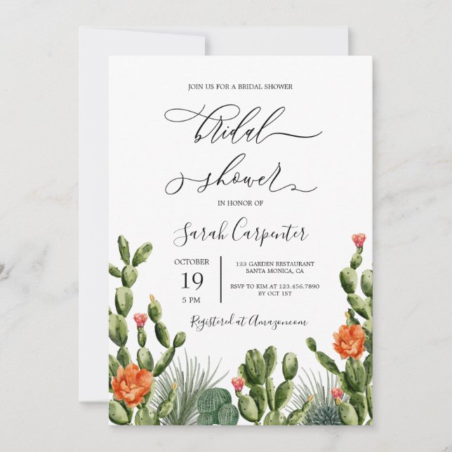Invitación Cactus Bridal Shower (Anverso)