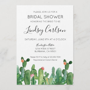 Invitación Cactus Bridal Shower Invitation