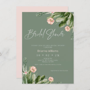 Invitación Cactus Calligraphy Bridal Shower