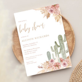 Invitación Cactus chica de boho bohemio floral rosa