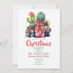 Invitación Cactus Christmas Tree Watercolor