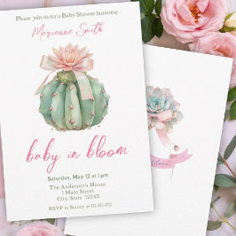 Invitación Cactus Cinta Rosa Bebé Chica Ducha