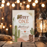 Invitación Cactus Cómo Occidente Era Un Vaquero Del Partido D<br><div class="desc">Cactus How The West Was One Birday Party Cowboy Invitation Boy Cactus Southwestern Wild West Cowboy Invitación de rodeo de primer cumpleaños</div>