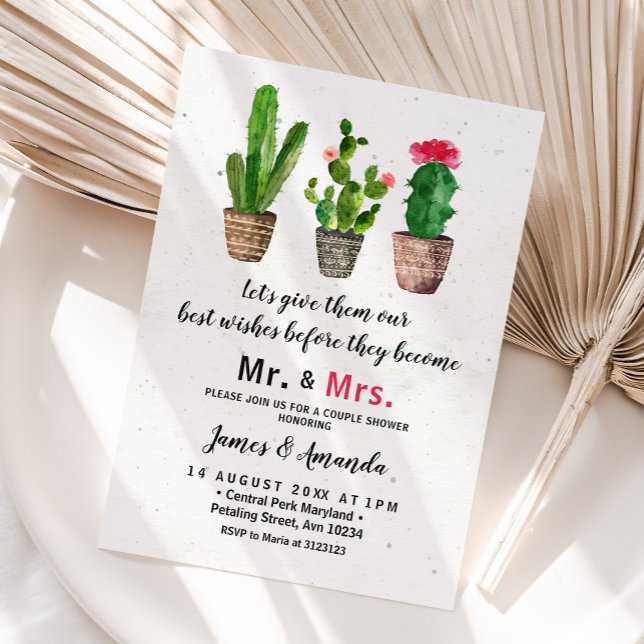 Invitación Cactus Couple Shower Mr. y Mrs. Cactus Floral (Subido por el creador)