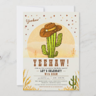 Invitación Cactus Cowboy Gorras del partido de cumpleaños occ