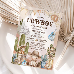 Invitación Cactus Cowboy Wild West Baby Shower