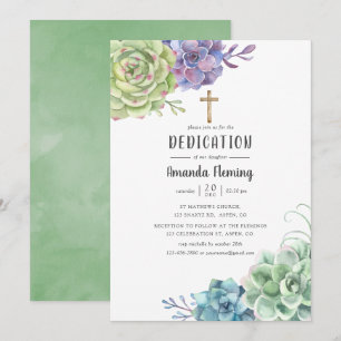 Invitación Cactus de acuarela Suculentas Bautizo