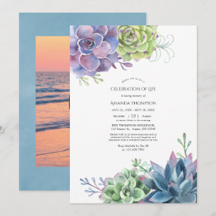 Invitación Cactus de acuarela Suculentas Celebración de la vi