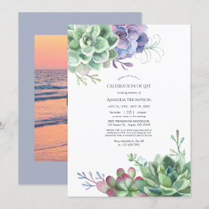 Invitación Cactus de acuarela Suculentos Celebración de la vi