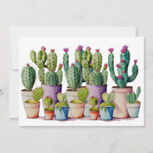 Invitación Cactus de acuarela suculentos del suroeste en mace