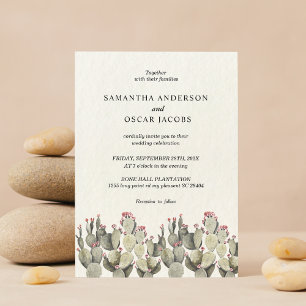 Invitación Cactus de acuarela verde moderno
