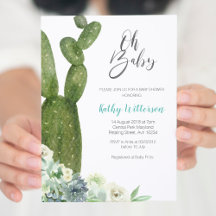 Cactus de color de agua Sexo Neutral Baby Shower