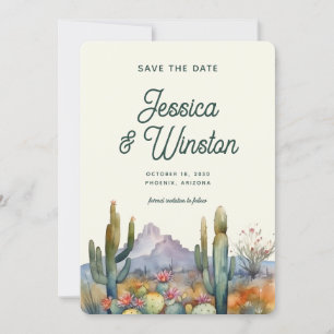 Invitación Cactus de desierto moderno código QR Guardar fecha