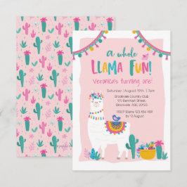 Invitación Cactus de fiesta de Cute Llama