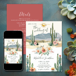 Invitación Cactus de flores del desierto bonito todo en un Bo