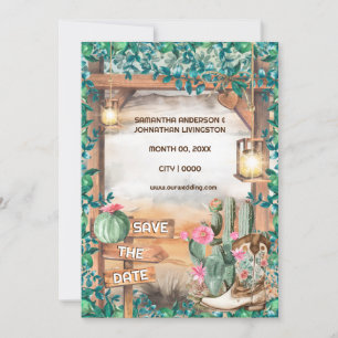 Invitación Cactus de Occidente botas de vaquero moda de las l