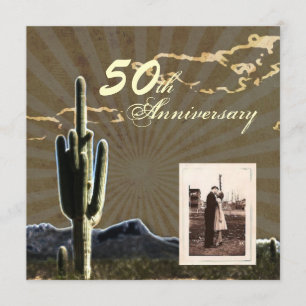 Invitación cactus de país occidental aniversario de bodas 50
