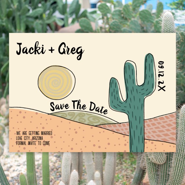 Invitación Cactus Del Desierto De Mediados Del Siglo Salvar A (Subido por el creador)