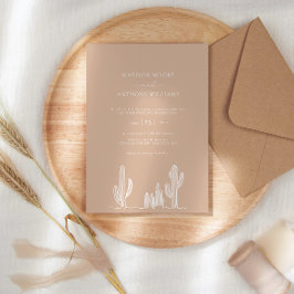 Invitación Cactus del desierto del arte de la línea Boda de a