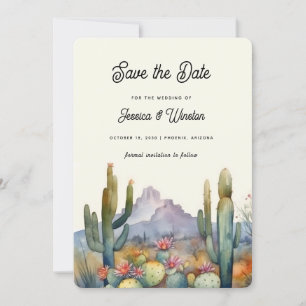 Invitación Cactus del desierto moderno Foto Salven la fecha