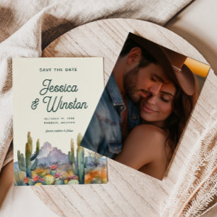 Invitación Cactus del desierto moderno Foto Salven la fecha
