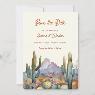 Invitación Cactus del desierto moderno salva la fecha