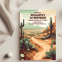 Cactus del Desierto Retro Primer Cumpleaños
