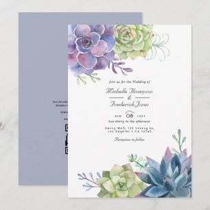 Invitación Cactus del desierto Suculentas Código QR RSVP Boda