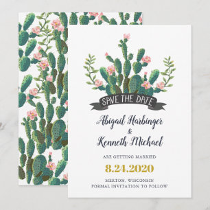 Invitación Cactus Desert Love Save the Date Card