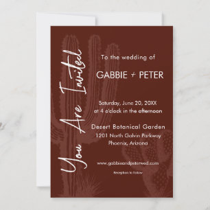 Invitación Cactus Desert Maroon Terra Cotta Boda