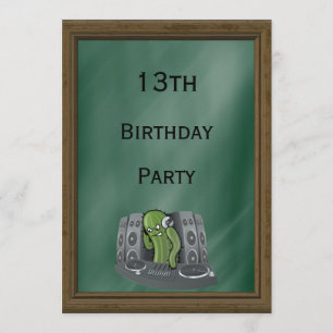 Invitación Cactus DJ 13º cumpleaños