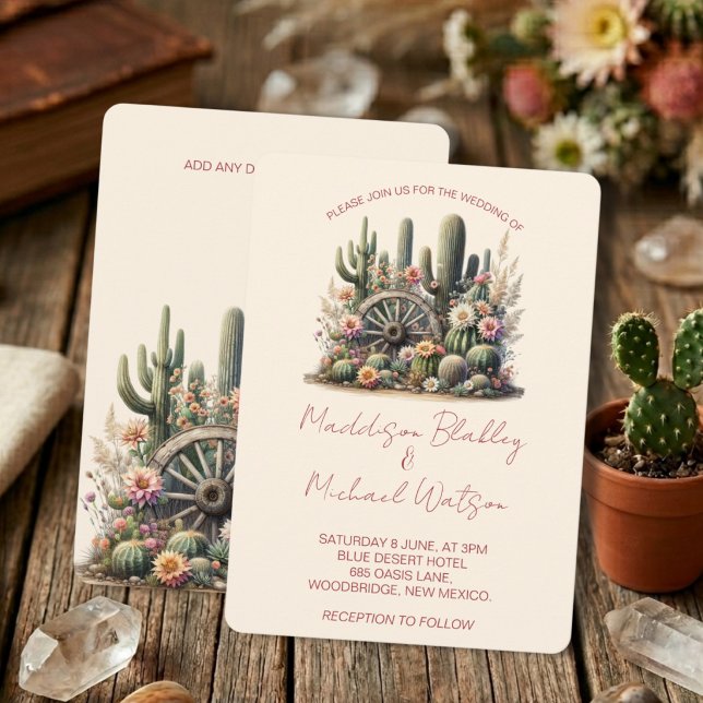 Invitación Cactus en Acuarela y Rueda de Carro Matrimonio Rús (Subido por el creador)