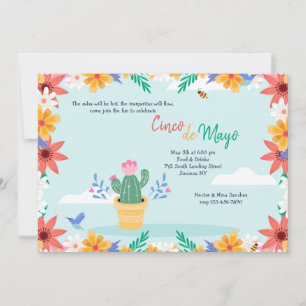 Invitación Cactus en flor Cinco de Mayo 