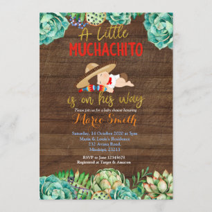 Invitación Cactus Fiesta Baby Muchacho Baby Shower