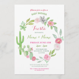 Invitación Cactus Fiesta Baby Shower Chica Niño México Invita