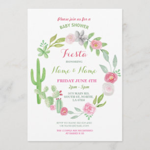 Invitación Cactus Fiesta Baby Shower Chica Niño México Invita