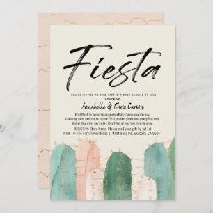 Invitación Cactus Fiesta Baby Shower rosa por correo