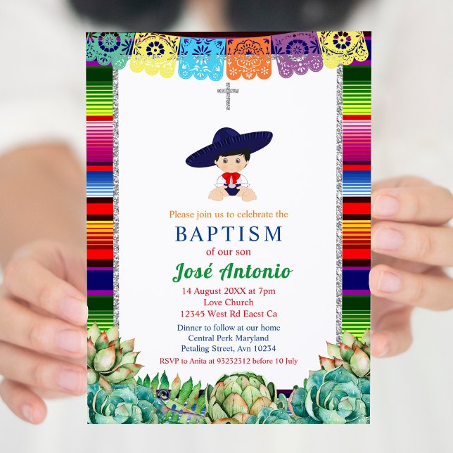 Invitación Cactus Fiesta Baptism para niño (Subido por el creador)