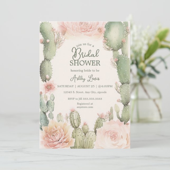 Invitación Cactus Fiesta ducha de novia Ducha del desierto (Anverso de pie)