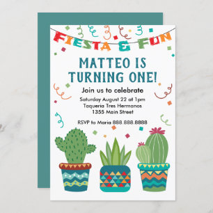 Invitación Cactus Fiesta Fiesta Cumpleaños Fiesta Primer Año