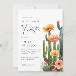 Invitación Cactus Fiesta Floral Bridal Shower