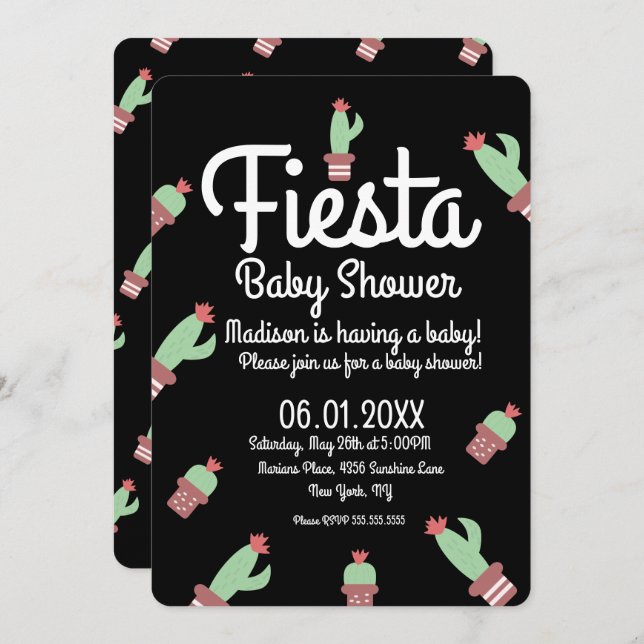 Invitación Cactus Fiesta Mix Repetir Baby Shower (Anverso / Reverso)
