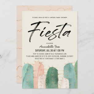Invitación Cactus Fiesta Pink Virtual Baby Shower