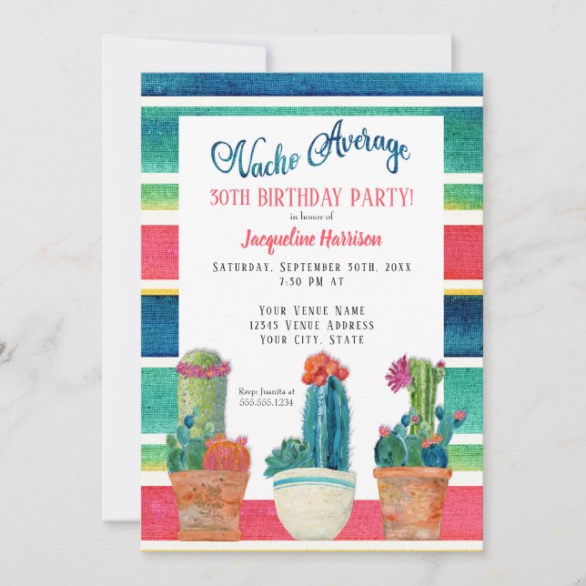 Invitación Cactus floral medio del desierto de la fiesta de (Anverso)