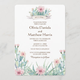 Invitación Cactus floral y suculento. Boda botánico